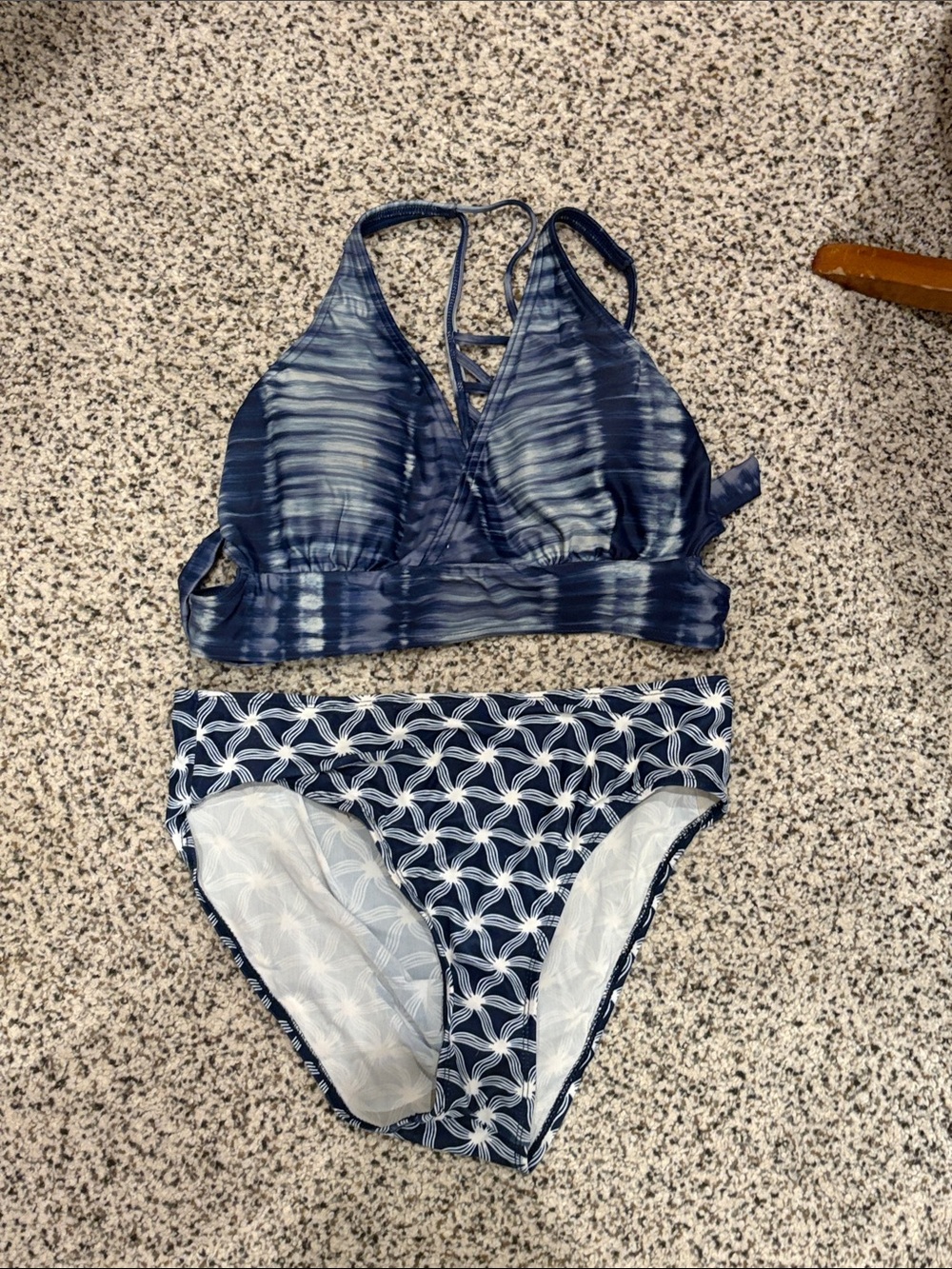 Navy Patterned Two-Piece Swim Set
